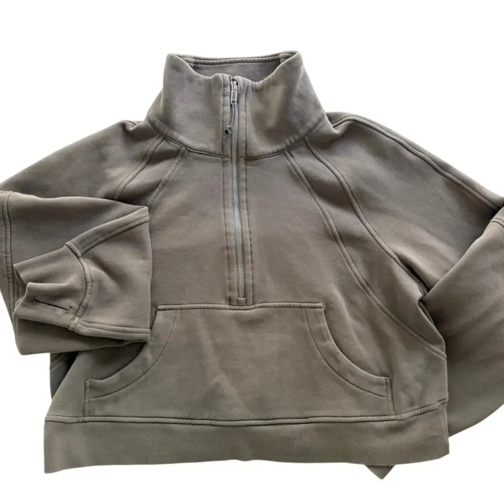 Lululemon Scuba Oversized Funnel Neck Sweatshirt Rover Tan Beige Size M/L Fleece
